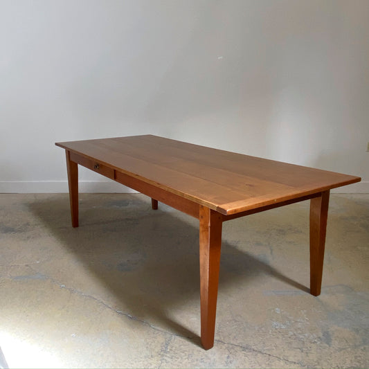 Fruitwood Farmhouse Table with Drawer
