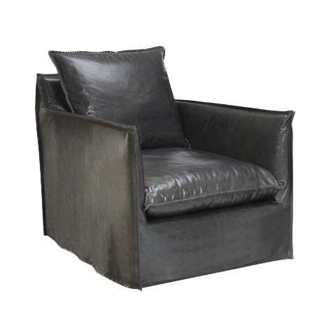 1297-01SW Slipcovered Leather Swivel Chair