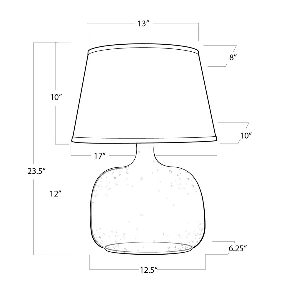 Seeded Oval Glass Table Lamp