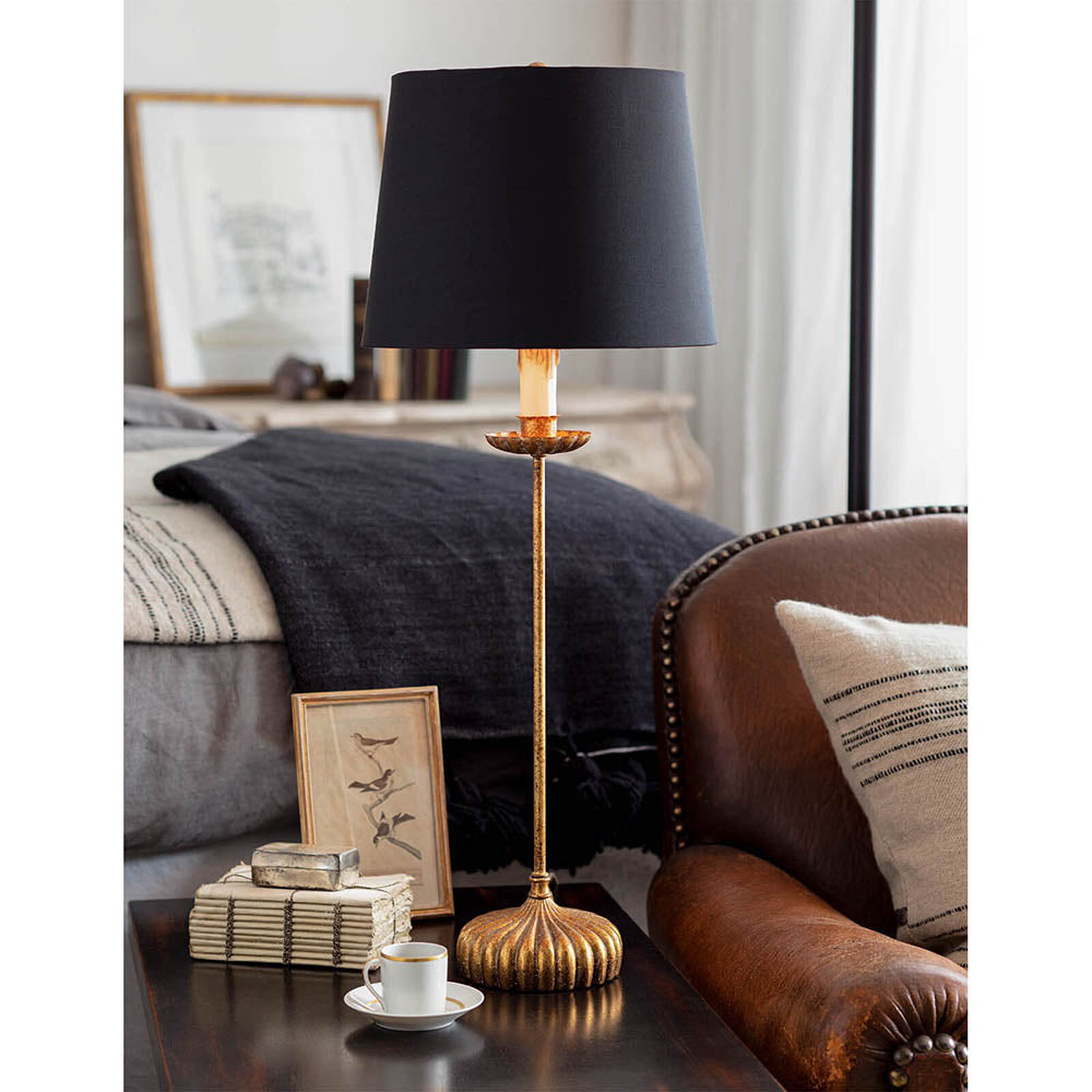 Clove Stem Buffet Table Lamp with Black Shade