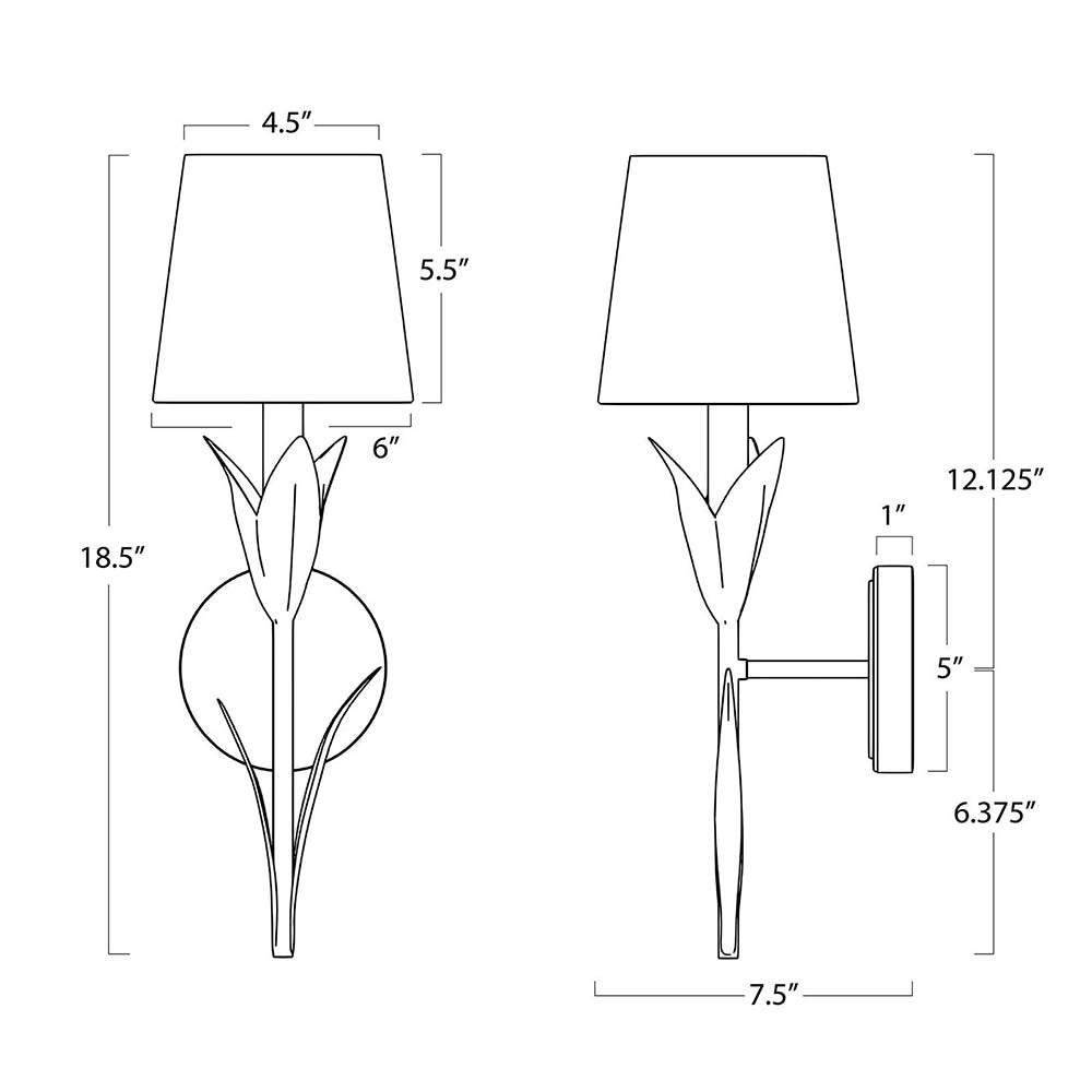 River Reed Sconce in Antique Gold