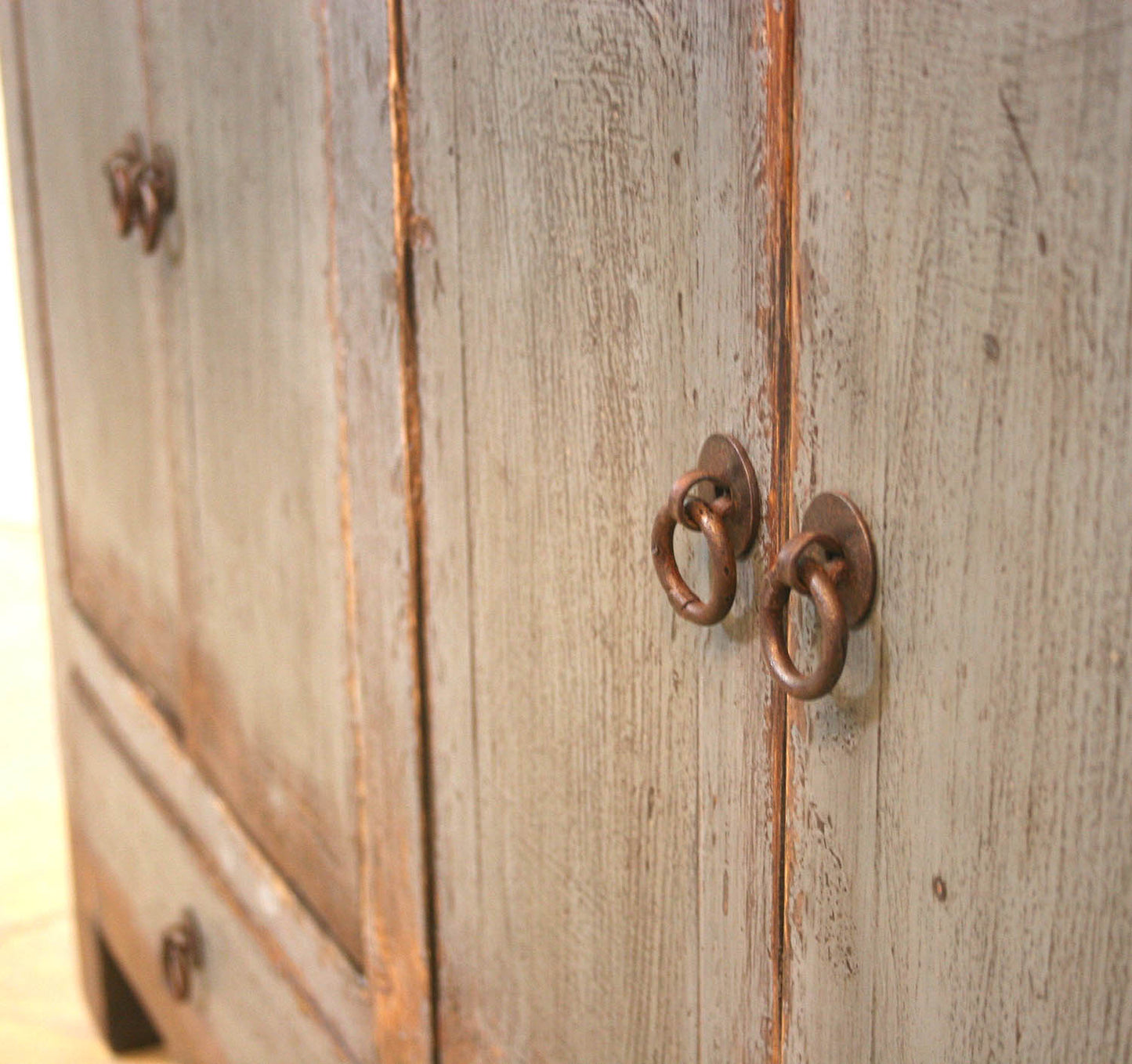 Antique Four Door Painted Asian Buffet