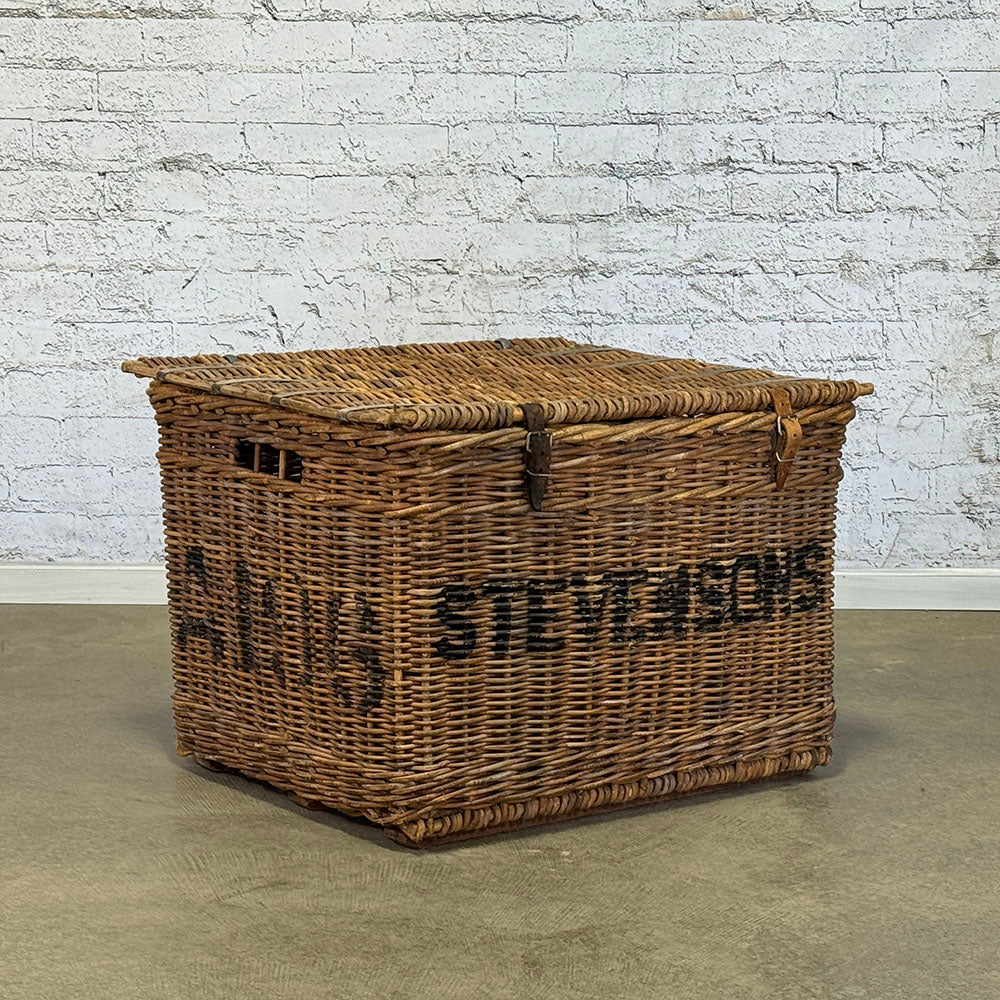 Late 19th c. Laundry Basket with Lid
