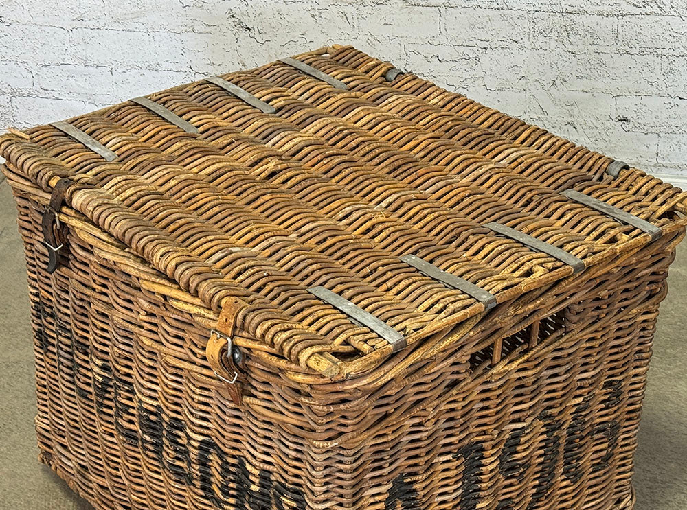 Late 19th c. Laundry Basket with Lid