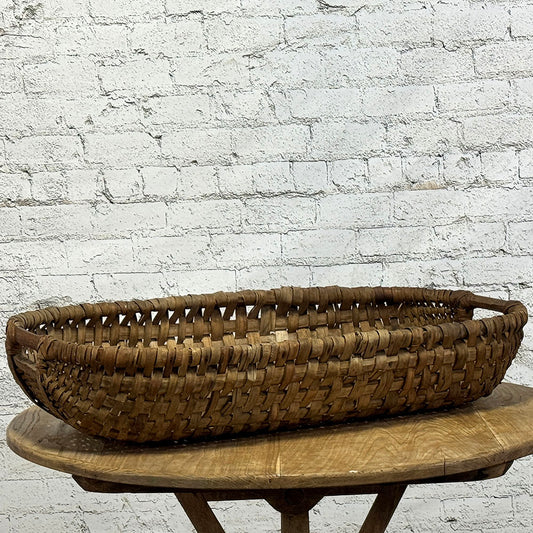 French Chestnut Wood Woven Basket c. 1880