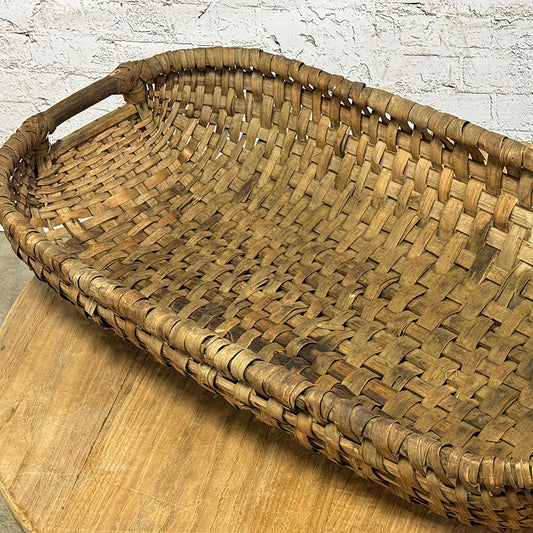 French Chestnut Wood Woven Basket c. 1880