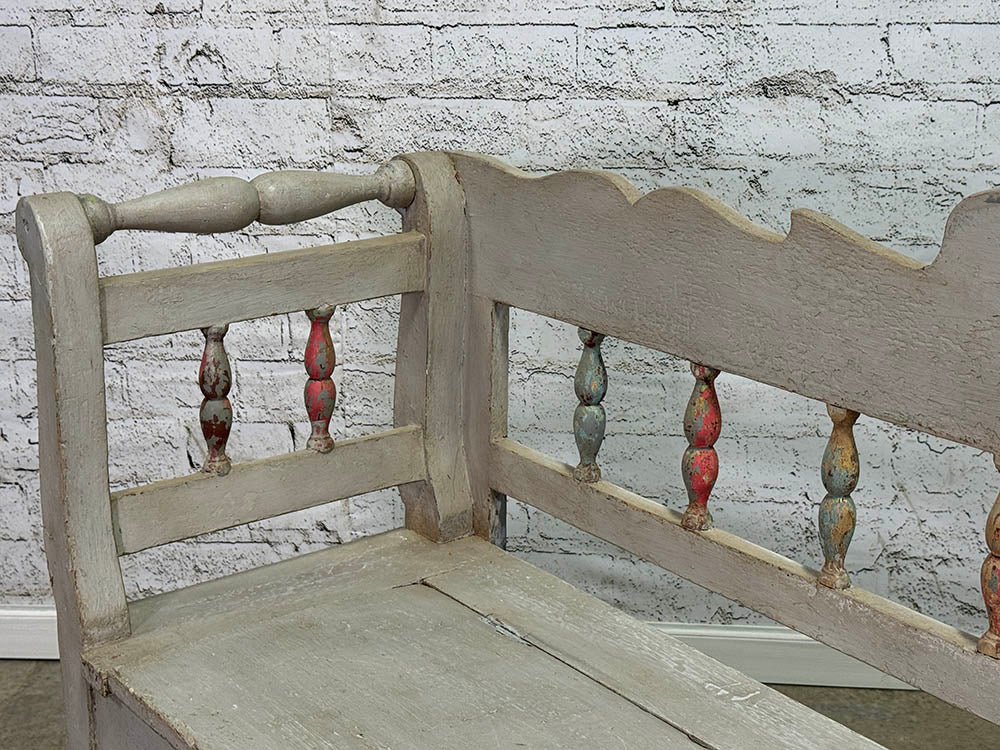 Antique Pine and Oak Bench with Storage c.1890