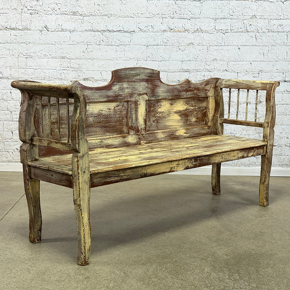 Antique European Painted Bench