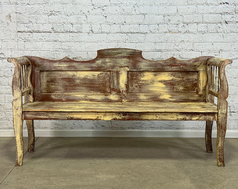 Antique European Painted Bench