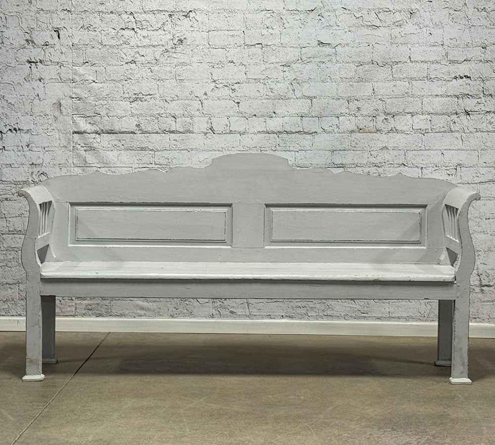 Antique European Bench, Grey