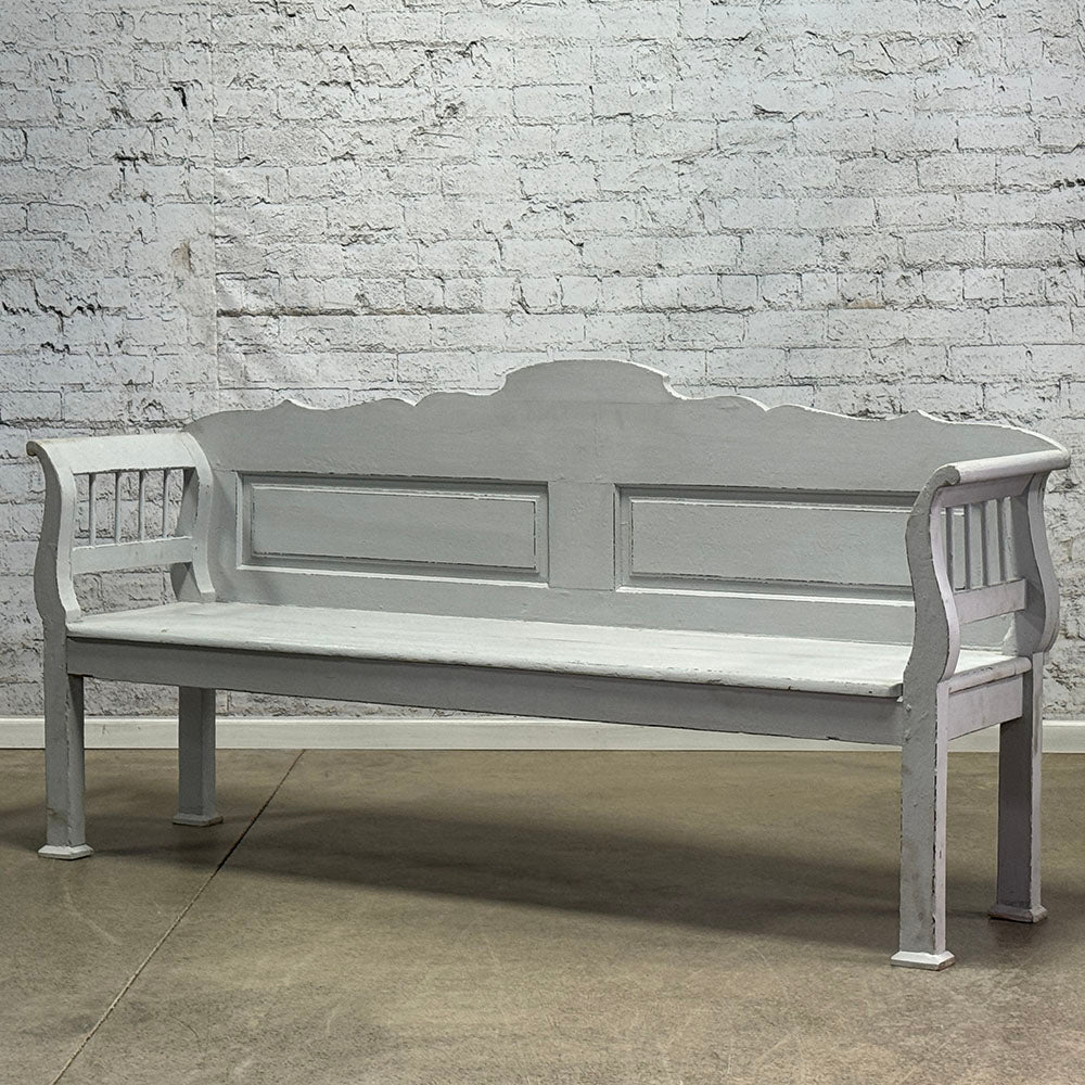 Antique European Bench, Grey