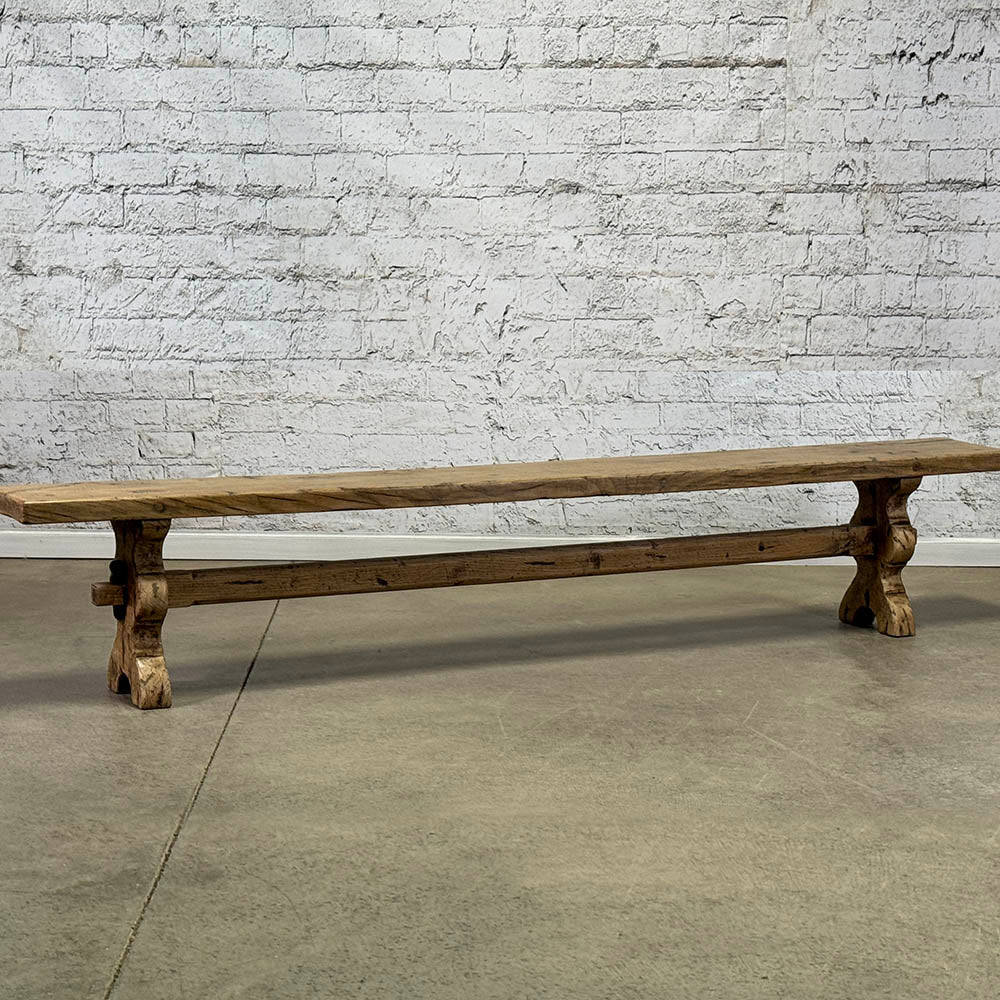French Rustic Oak Bench