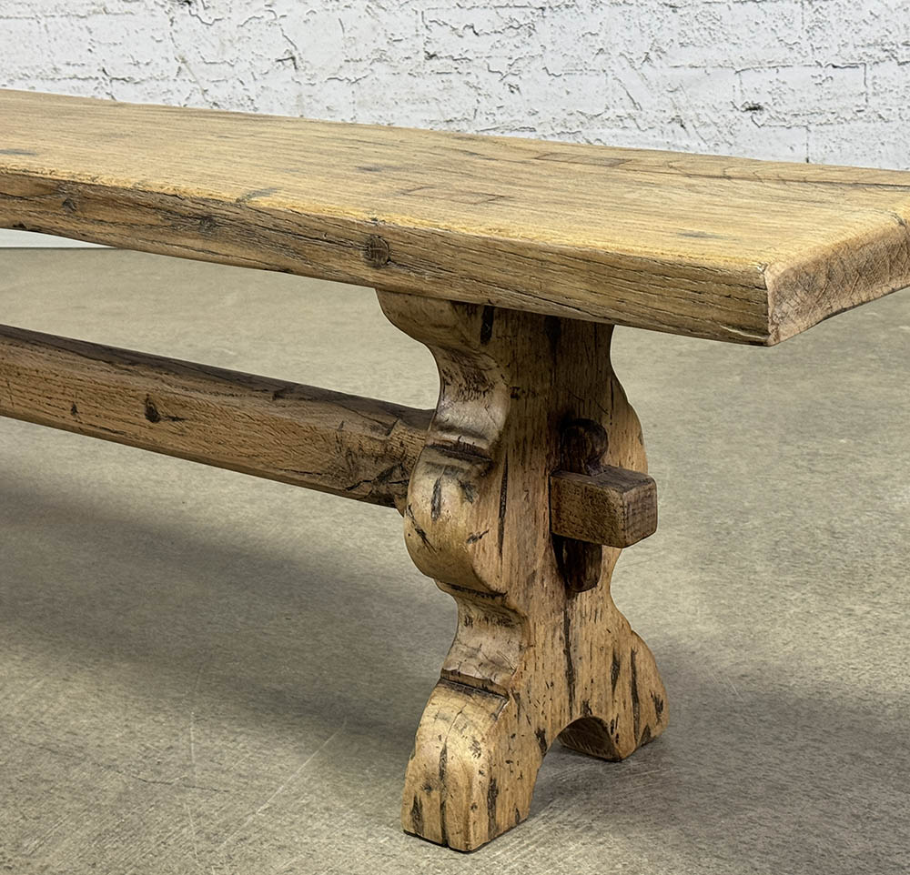 French Rustic Oak Bench