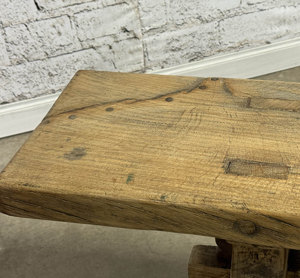 French Rustic Oak Bench