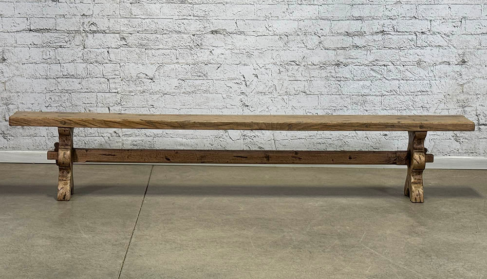 French Rustic Oak Bench
