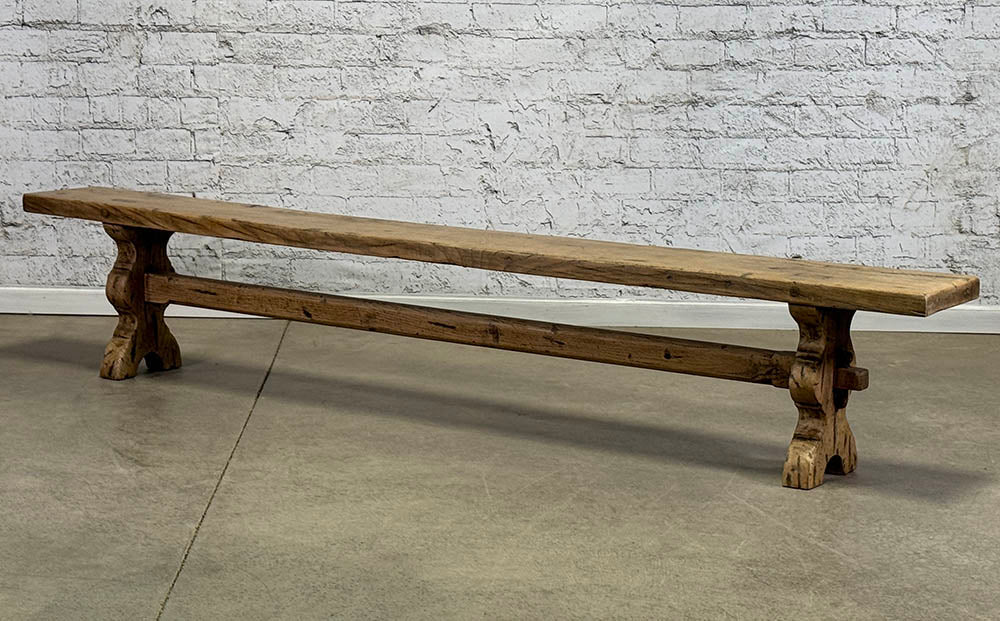 French Rustic Oak Bench