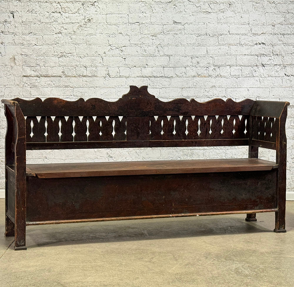 Antique Pine Bench with Storage