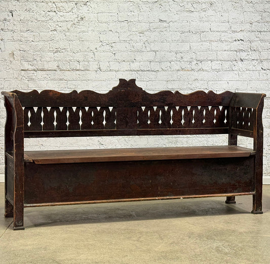 Antique Pine Bench with Storage