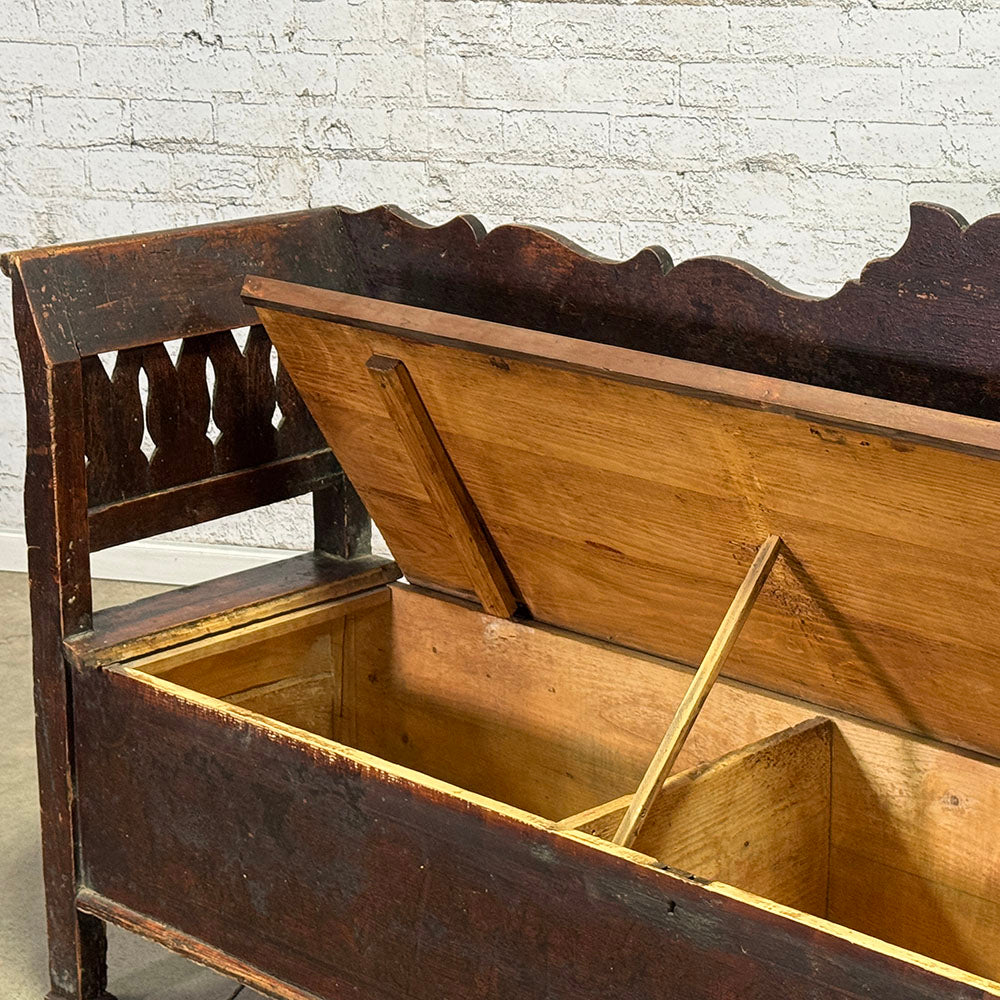 Antique Pine Bench with Storage