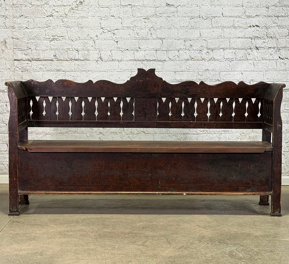 Antique Pine Bench with Storage