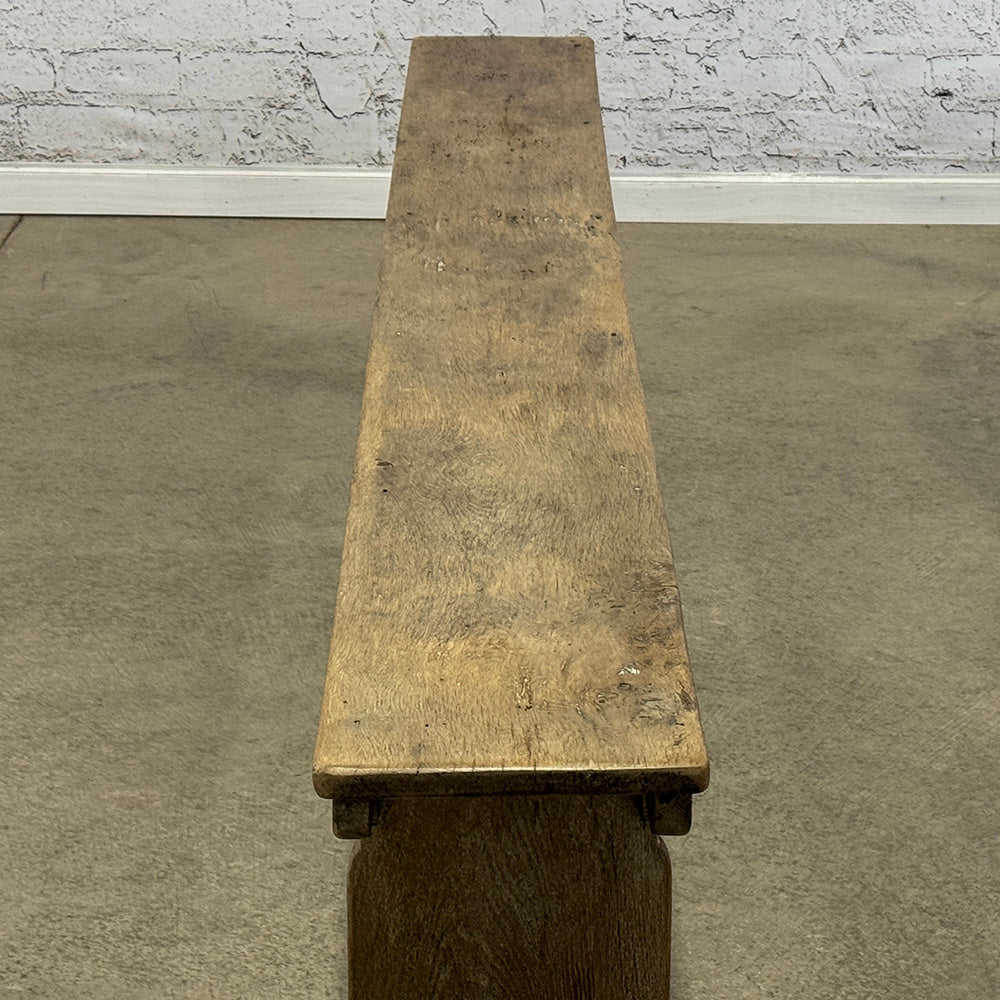 Antique English Rustic Oak Bench