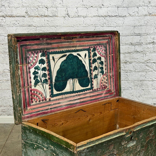 Antique Folk Art Marriage Trunk c.1860
