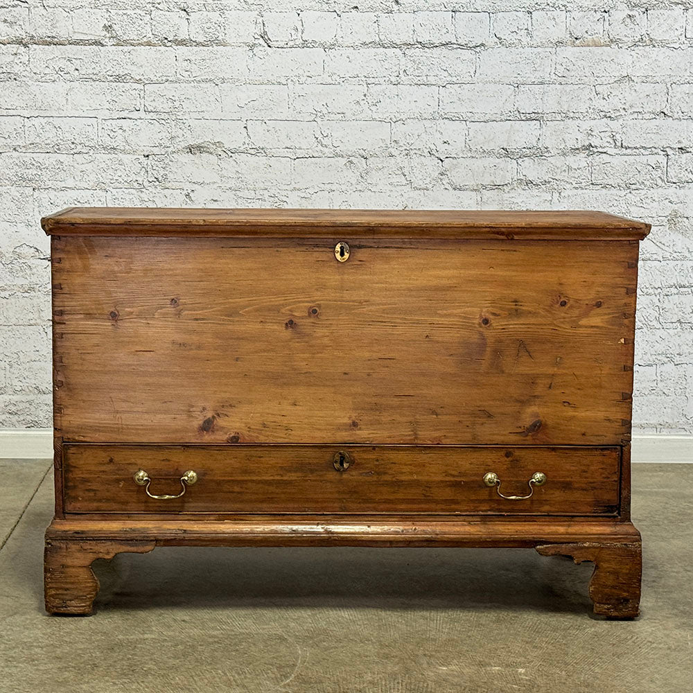 Antique English Pine Mule Chest with Drawer c.1840