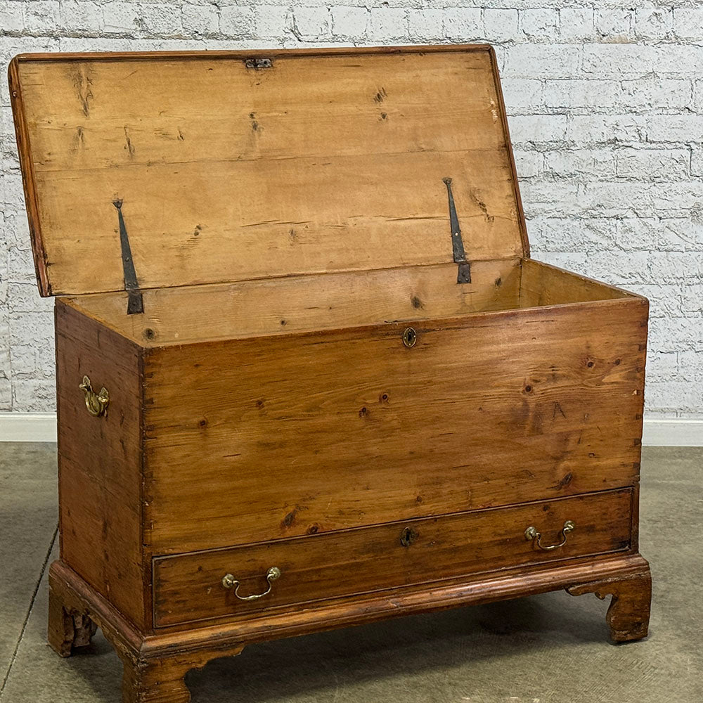 Antique English Pine Mule Chest with Drawer c.1840
