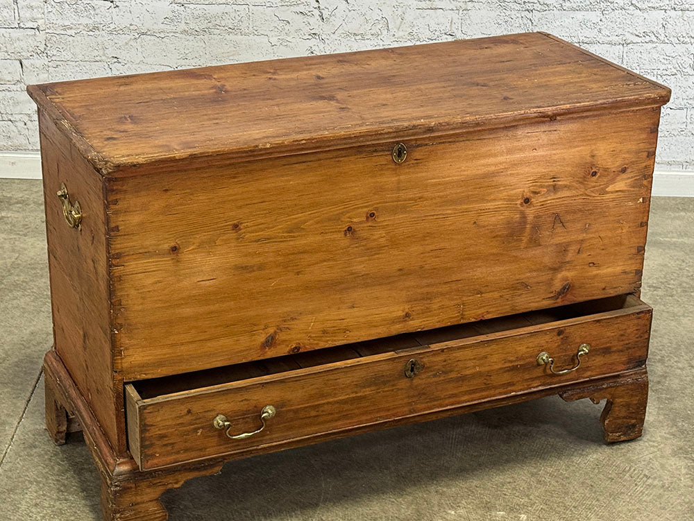 Antique English Pine Mule Chest with Drawer c.1840