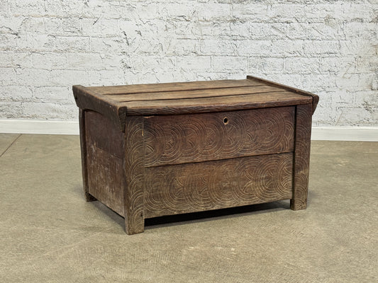 Primitive European Hand-Carved Bed Box c.1850
