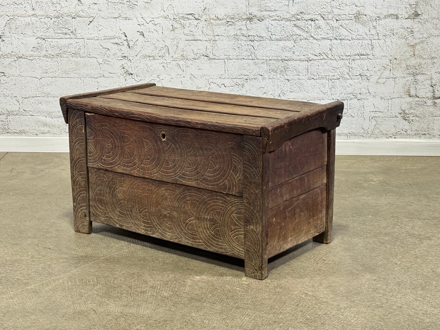 Primitive European Hand-Carved Bed Box c.1850