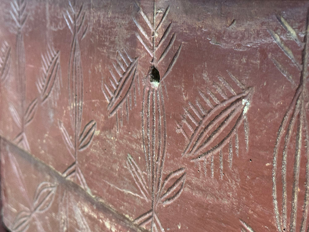 Antique European Primitive Bed Box with Original Red Paint