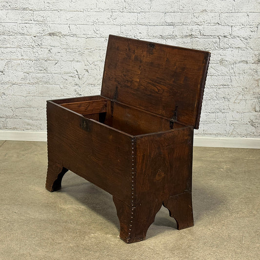 Rustic Antique Welsh Coffer with Carved Edge