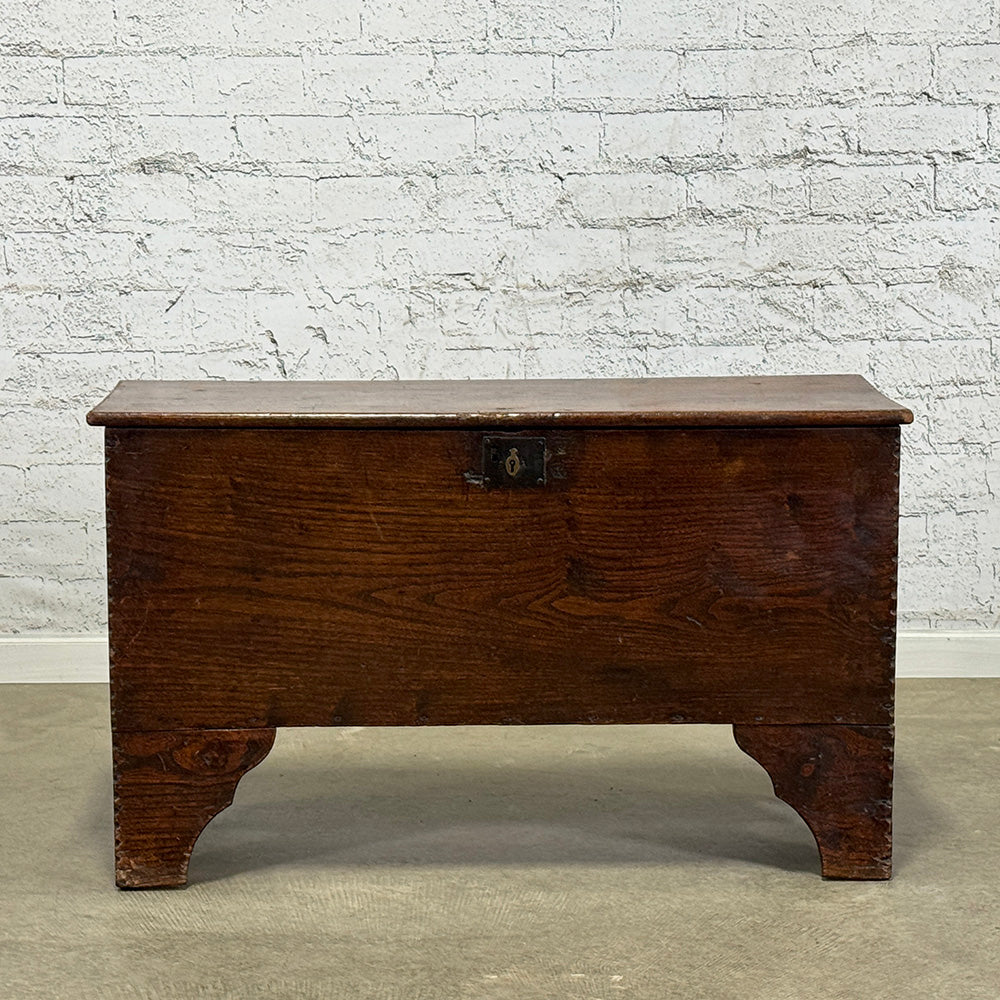 Rustic Antique Welsh Coffer with Carved Edge