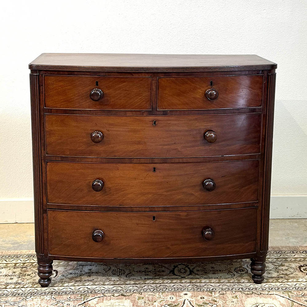 Antique Edwardian Chest Of Drawers with Bow Front