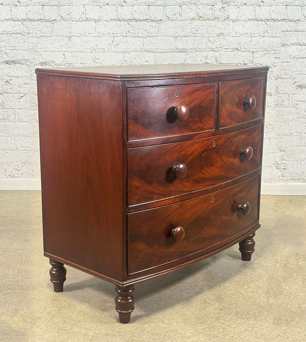 Antique English Bowfront Chest of Drawers