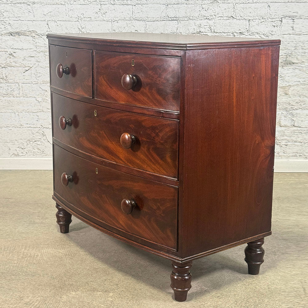 Antique English Bowfront Chest of Drawers