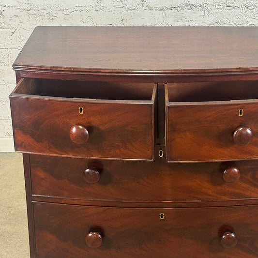 Antique English Bowfront Chest of Drawers