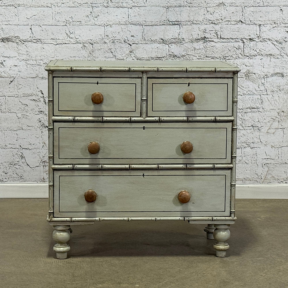 Antique English Painted Faux Bamboo Chest of Drawers