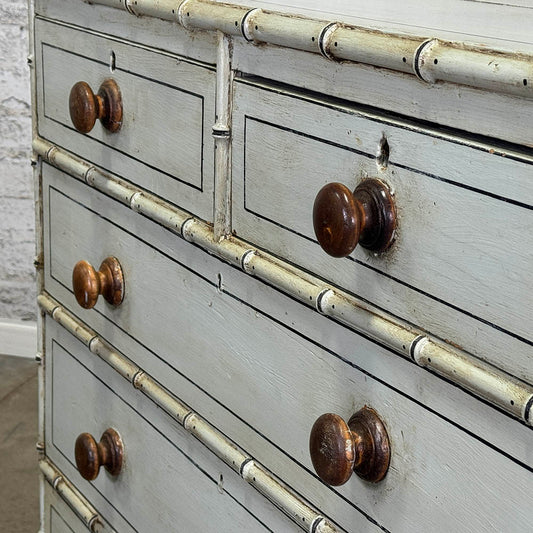 Antique English Painted Faux Bamboo Chest of Drawers