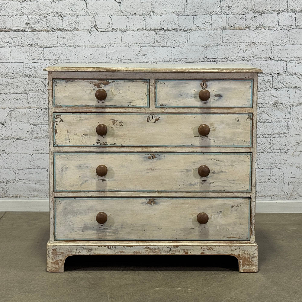 Antique English Painted Pine Chest of Drawers