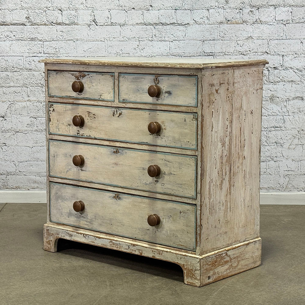 Antique English Painted Pine Chest of Drawers