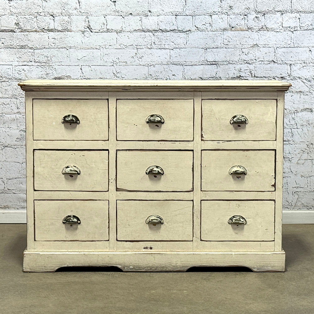 Antique English Bank of Nine Drawers