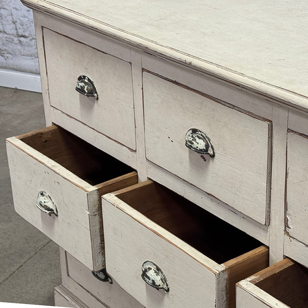 Antique English Bank of Nine Drawers