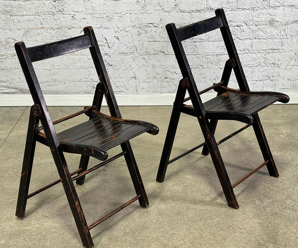 Sweet Pair Of Antique Folding Chairs c.1910