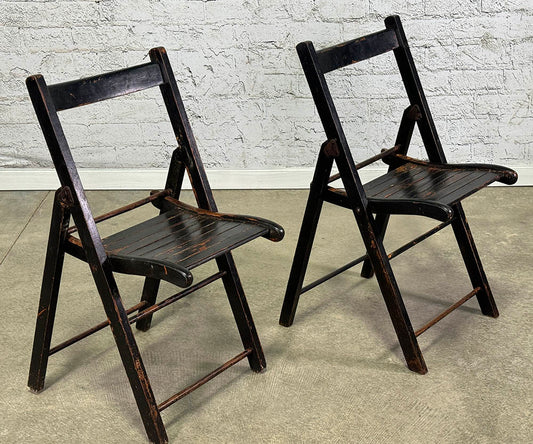 Sweet Pair Of Antique Folding Chairs c.1910