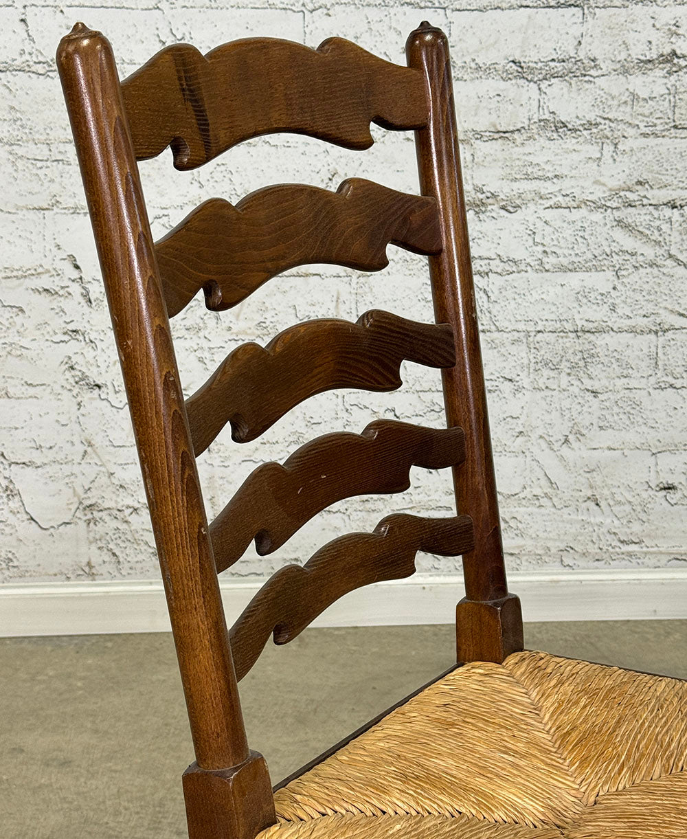 Antique Wavyline Side Chair with Rush Seat