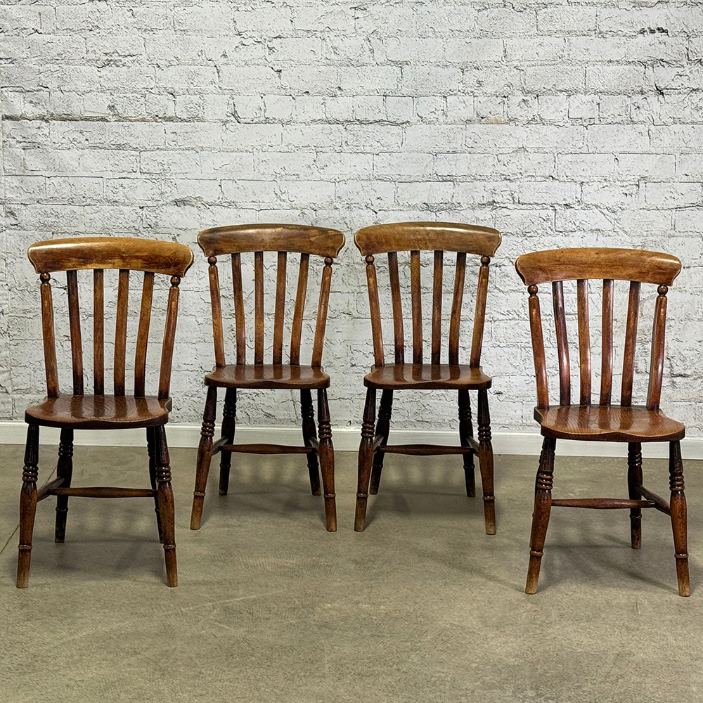 Antique English Set of Four Cottage Chairs
