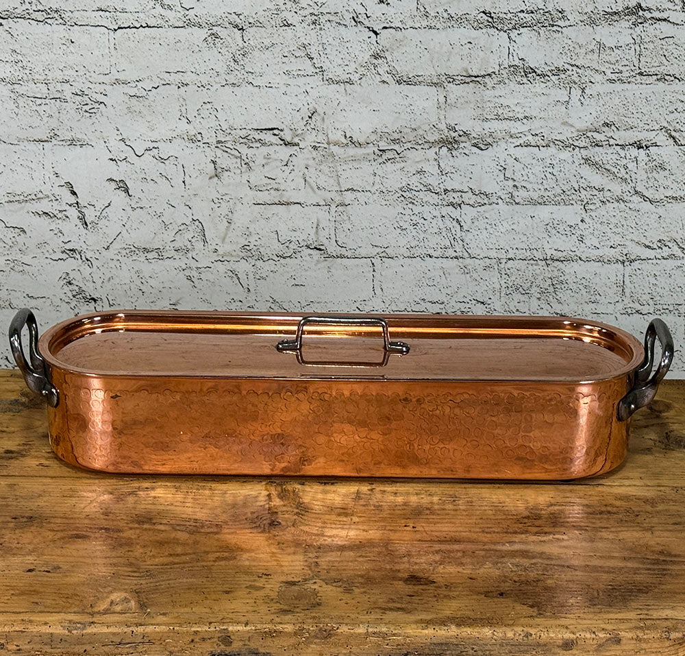 French Copper Fish Kettle with Lid