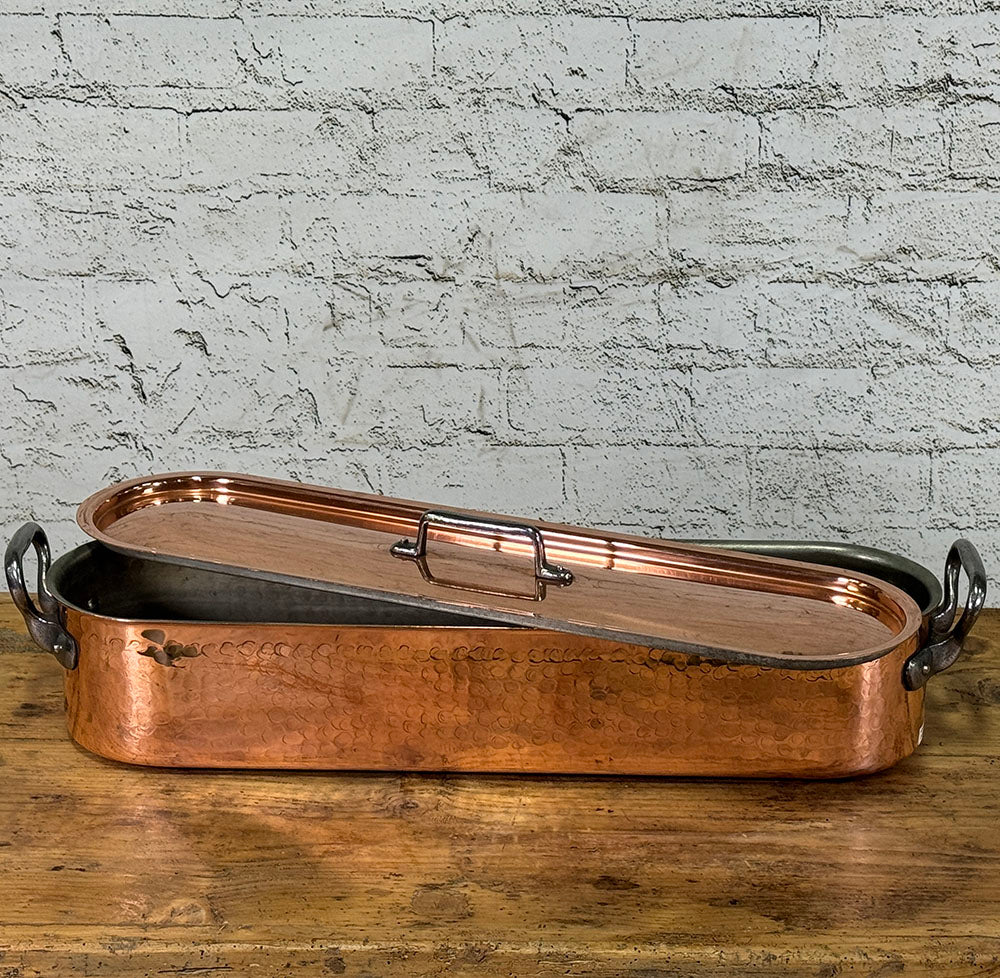 French Copper Fish Kettle with Lid